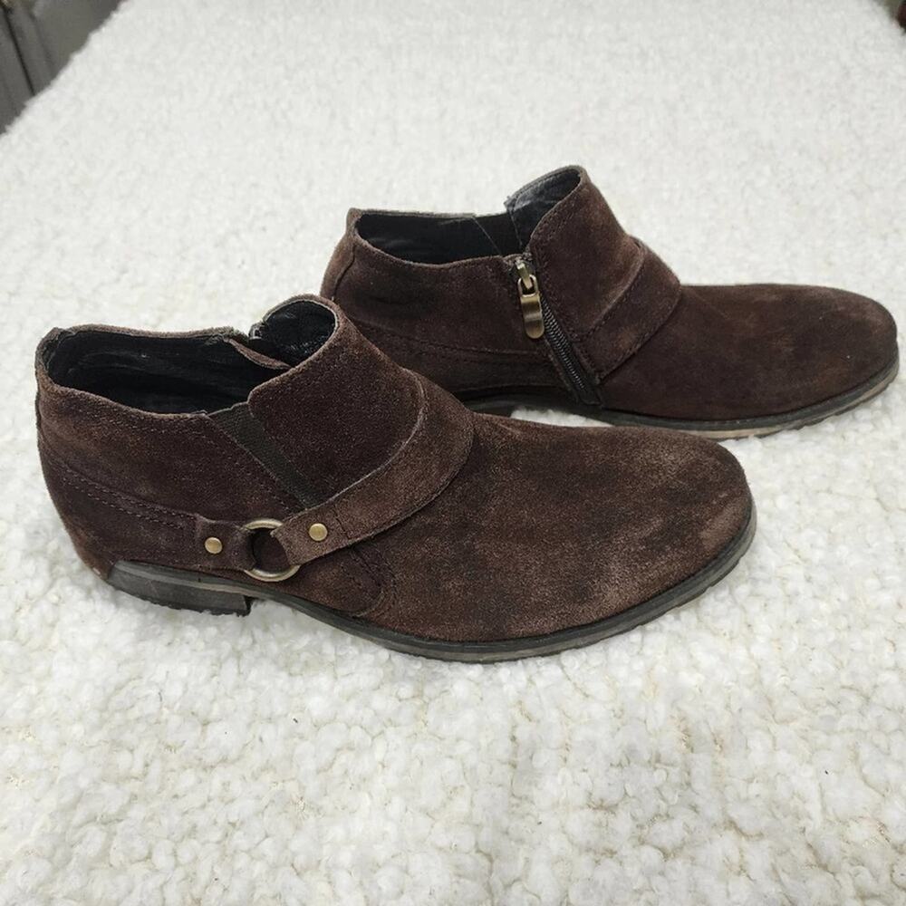 Donald J. PLINER Bakula chocolate brown suede leather boots size 8